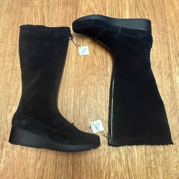 Cole Haan Yonkers Waterproof Boot II Black Suede with Shearling Size 6 - Picture 6 of 13